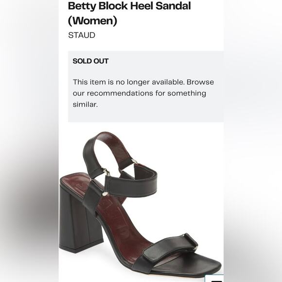 Staud Betty Squared Block Heel Sandal Size 12 Black Leather Adjustable Straps - Picture 7 of 8